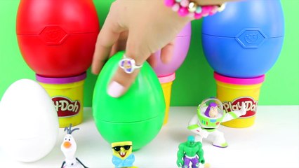 Toy Story 3 Play Doh Surprise Eggs LPS Spongebob Ben and Holly Peppa Pig Frozen