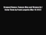[PDF Download] Dropped Names: Famous Men and Women As I Knew Them by Frank Langella (Mar 19
