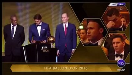 لحظة الإعلان عن الفائز بالكرة الذهبية لسنة 2015
