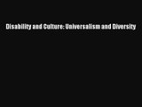 [PDF Download] Disability and Culture: Universalism and Diversity [PDF] Full Ebook