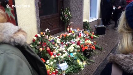 Tributes at apartment where David Bowie lived in Berlin in the 70s