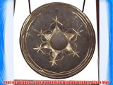 Thai metal gong - dark wood finish with gold finials 32cm high