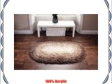 Think Rugs Shadow Shaggy Hand Tufted Oval Rug Brown/Beige 75 x 135 Cm