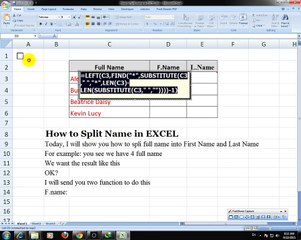 How to Split name in EXCEL