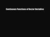PDF Download Continuous Functions of Vector Variables Download Online