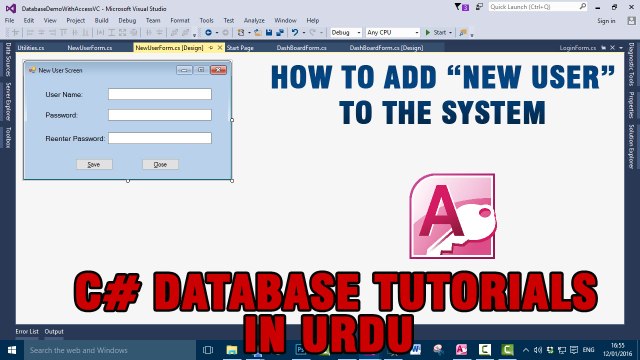P(10) C# Access Database Tutorial In Urdu - New User Functionality