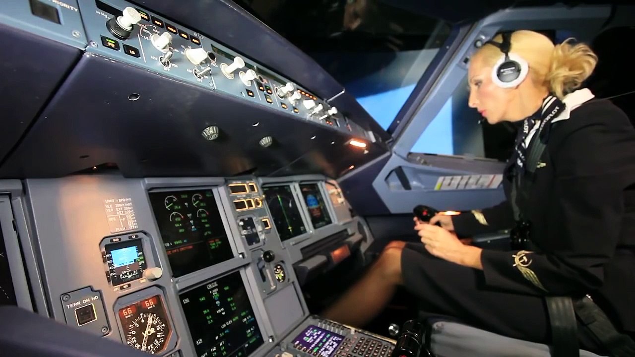 Стюардесса пытается посадить A320.