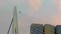 Crazy Skateboard Stunt On Bridge Goes Very Wrong