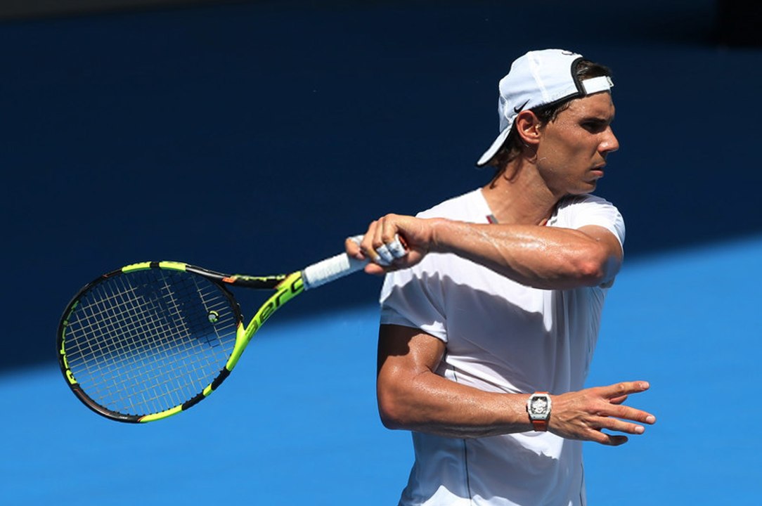 Rafael Nadal's practice at Rod Laver Arena at Australian Open. 13 Jan. 2016