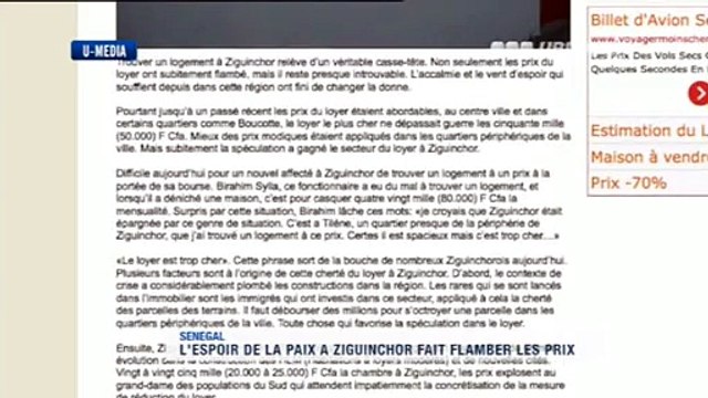 Casamance: L'espoir de la paix fait flamber les prix à Ziguinchor