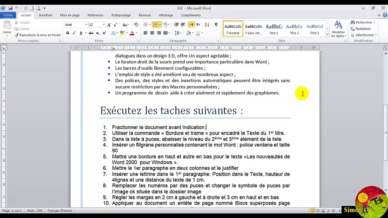 Mise en page et impression sous microsoft word 2010 - ateliers MOS