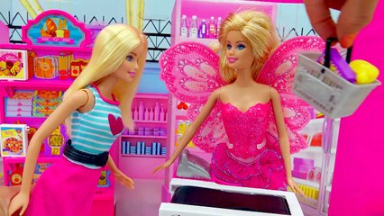 Barbie Doll Grocery Store Market Playset + Shopkins Season 3 Blind Bag Toy Unboxing Cookie