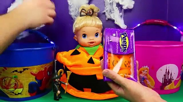 Baby Alive DIY Halloween Pumpkin Costume & Surprise Toys Buckets Halloween Candy & McDonalds Toys