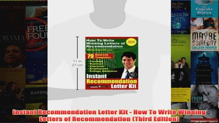 Instant Recommendation Letter Kit  How To Write Winning Letters of Recommendation Third