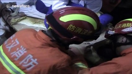 Youngster gets head stuck in the hole of a massage table
