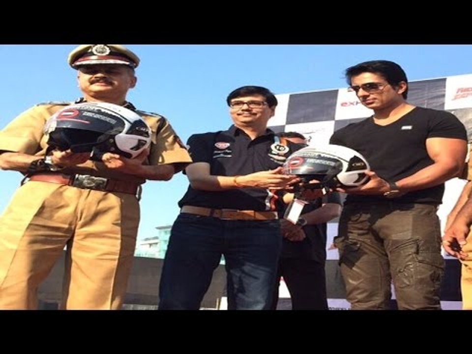 Helmet Awareness Campaign Ride For Safety Flag Off By Sonu Sood