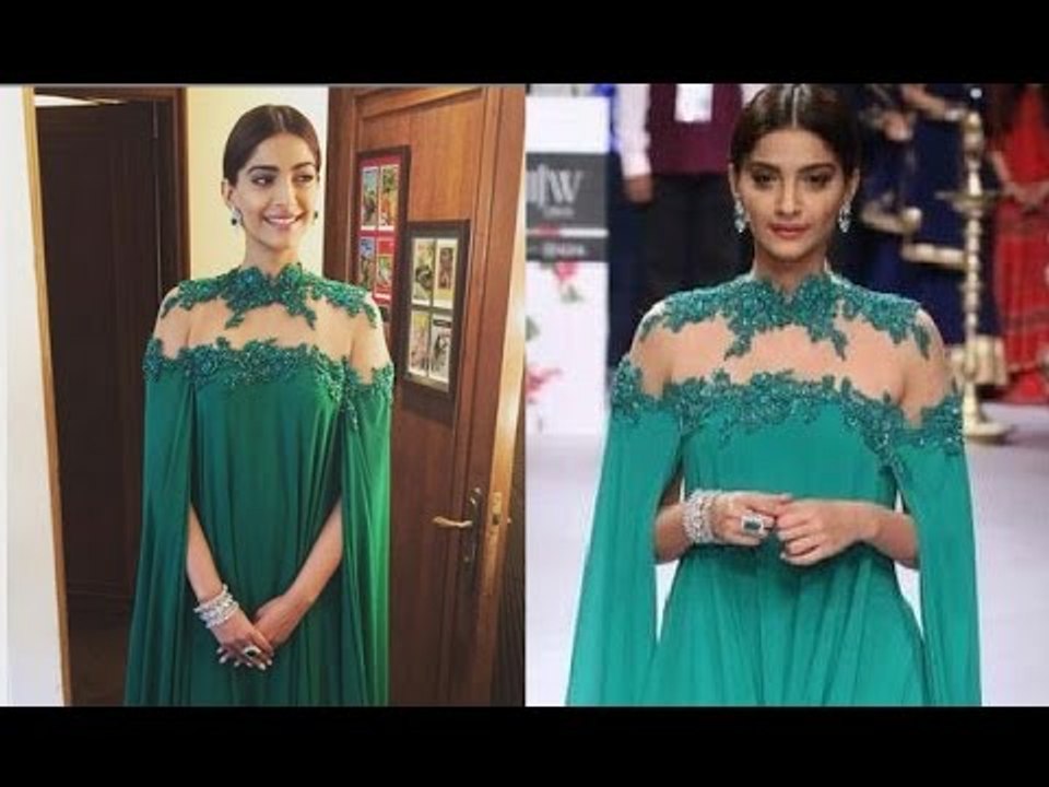 Glamorous Sonam Kapoor Looking Hot In A Michael Costello gown
