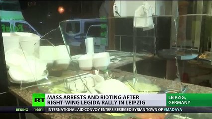 Over 200 arrests, rioting & vandalism after right wing rally in Leipzig (FULL HD)