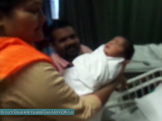 Double Amputee David: First time i hold my elder sister Baby Boy