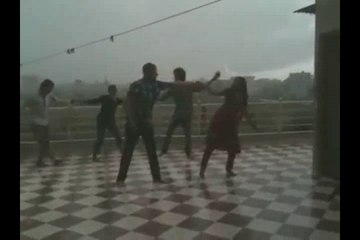 funny dance girl fail to dance in rain