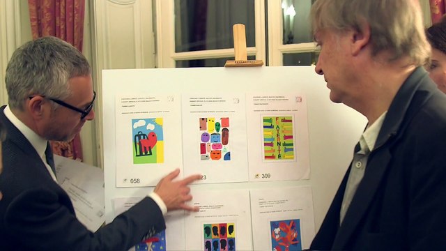 Concours de création de timbres Liberté, Égalité, Fraternité rencontre avec le jury