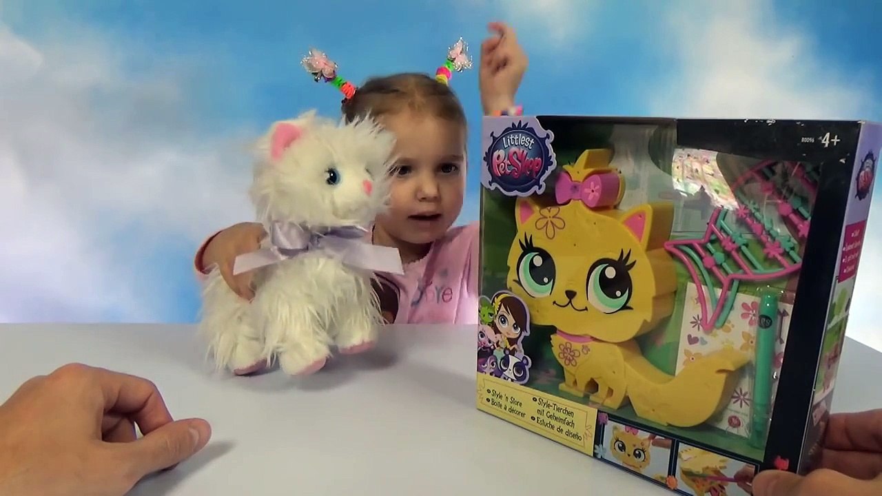Кошечка с украшениями Литлест Пет Шоп ЛПС игрушка распаковка LPS kittie toy with stikers
