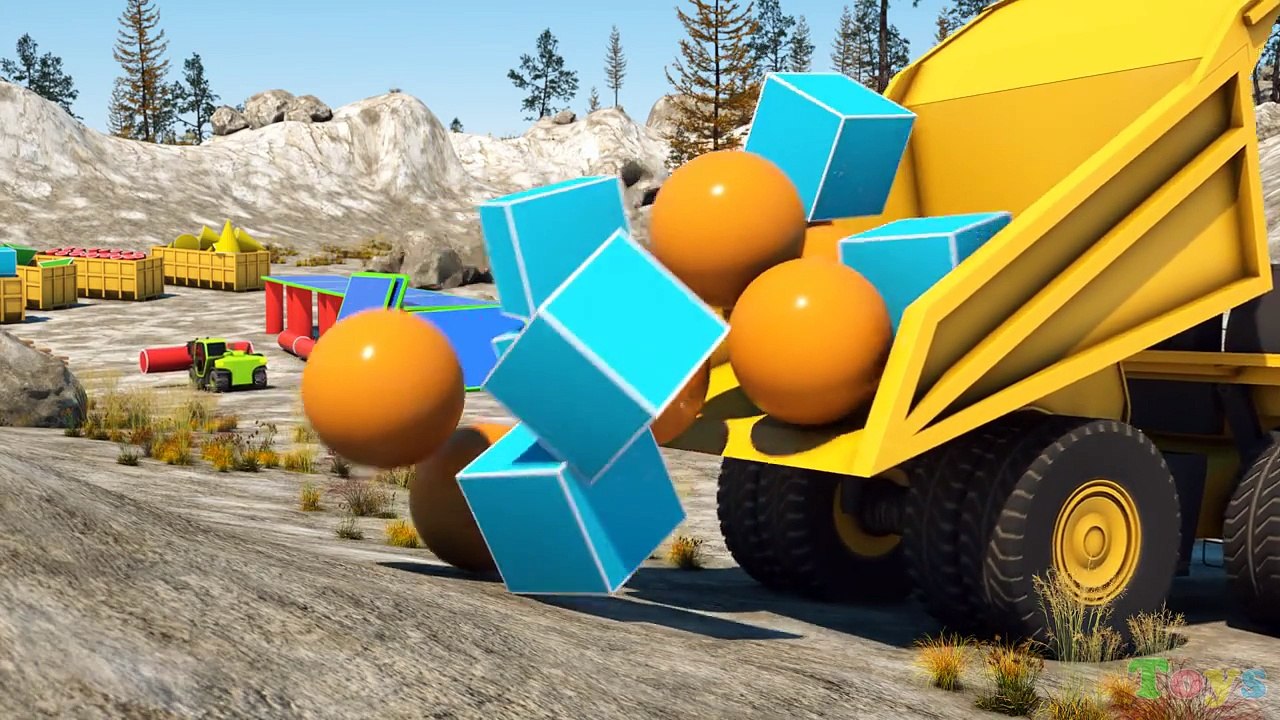 Learn Shapes At the Construction Site Learn Shapes And Race Monster Trucks TOYS (Part 2)