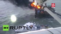 Huge blaze rips through Azeri oil rig in Caspian Sea, dozens killed
