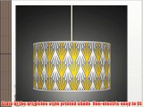 50cm (20) Mustard Yellow Grey White Retro Geometric Handmade Printed Fabric Lamp Drum Lampshade