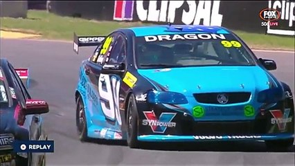 Accident on a car race in slow motion