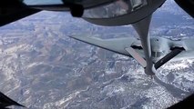Refueling stealth bomber B-2 Spirit in the air