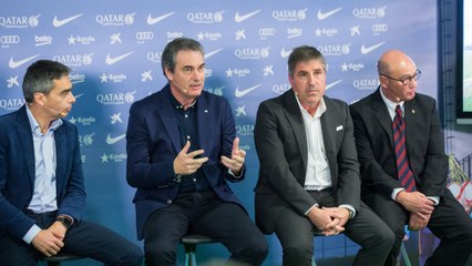 Segura, Roura i Llorens a la presentació del model formatiu del Fc Barcelona