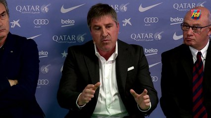 Segura, Roura and Llorens at the Presentation of FC Barcelona's youth football model