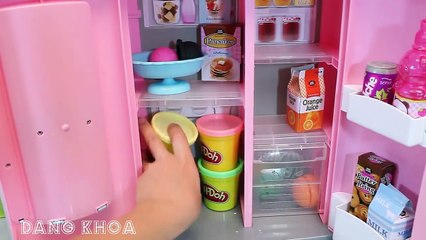 Mở hộp bộ đồ chơi tủ lạnh có rất nhiều đồ ăn ngon và hấp dẫn bên trong
