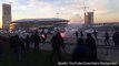 Galatasaray-Hooligans attacket Fanbus before the soccer game between Galatasaray and a second division side of the Turki