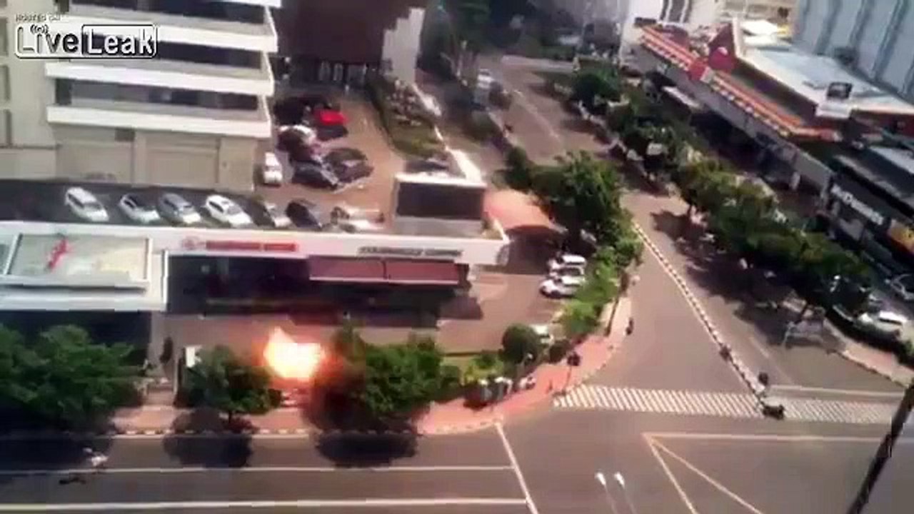 Jakarta terror attack: Video shows bomb going off at Starbucks as police confirm seven dea