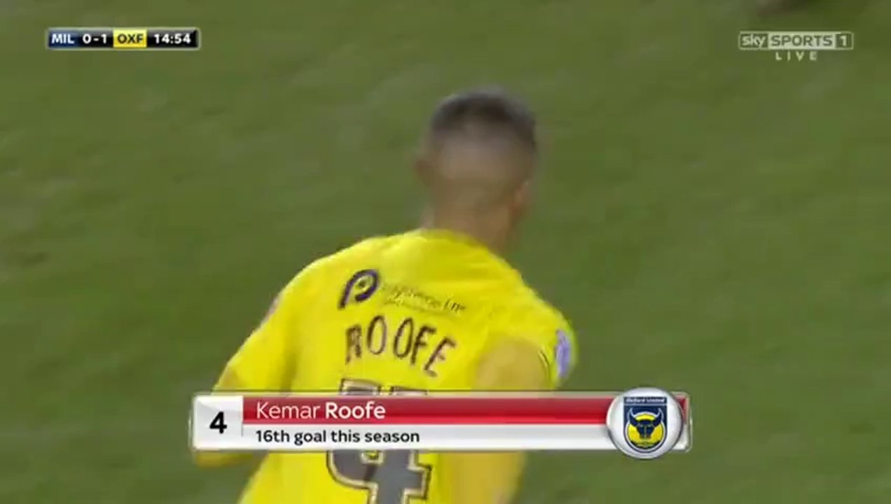0-1 Kemar Roofe Goal England Football League Trophy Semifinal - 14.01.2016, Millwall FC 0-1 Oxford United