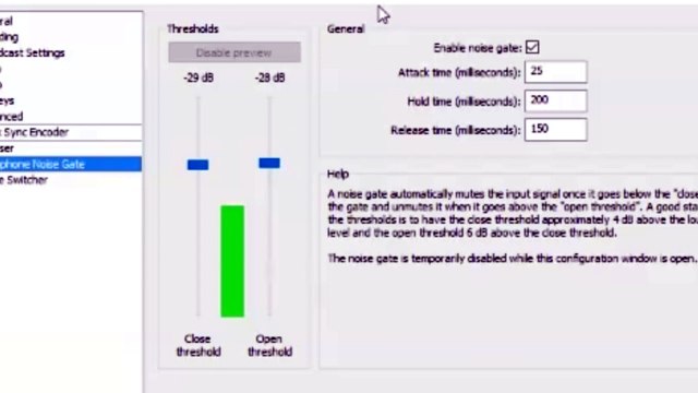 Microphone Noise Gate Settings For Use With Open Broadcaster Software OBS