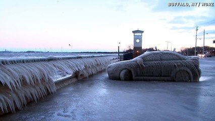 Frozen car at Lake Erie