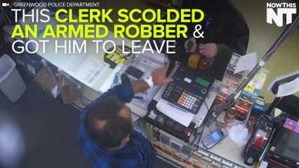 Armed Robber Gets A Scolding From Store Clerk