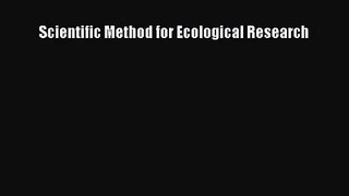 [PDF Download] Scientific Method for Ecological Research [PDF] Online