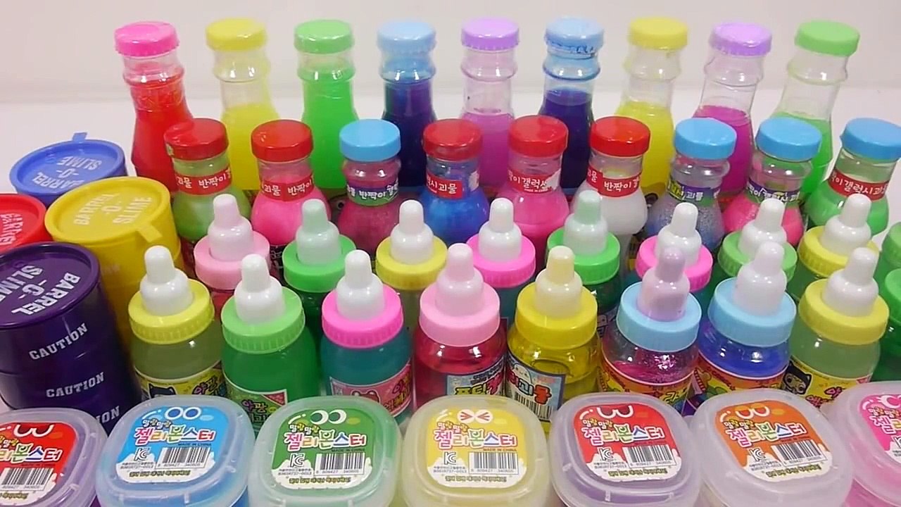 How To Make Baby Doll Bath Slime Learn the Recipe DIY !! 아기 인형 액체괴물 목욕물 만들기 흐르는 점토