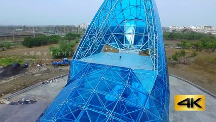 This glass church is made to look like a giant high-heeled shoe