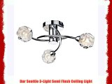 Dar Seattle 3-Light Polished Chrome Finish Semi Flush Ceiling Light SEA5350