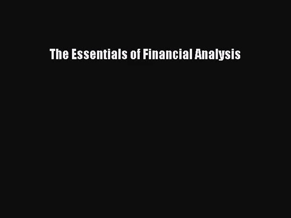 [PDF Download] The Essentials of Financial Analysis [PDF] Online