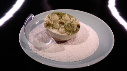 Verrine au marron, passion et the vert matcha, façon « tiramisu » par Christophe Michalak (#DPDC)