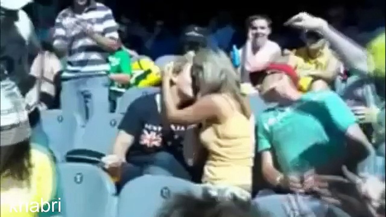Live Lesbian Romance in Cricket Match Audience