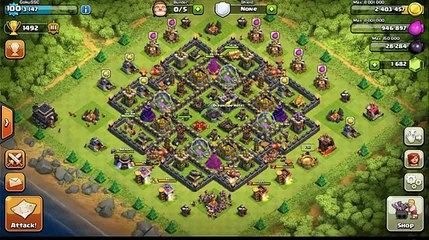 Clash of Clans - War Base Town Hall 9 Anti Golems, Hog riders, L