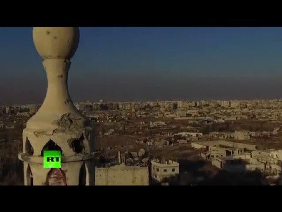 Concrete Wasteland: Drone buzzes devastated Damascus neighborhood