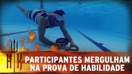Participantes mergulham na prova de habilidade